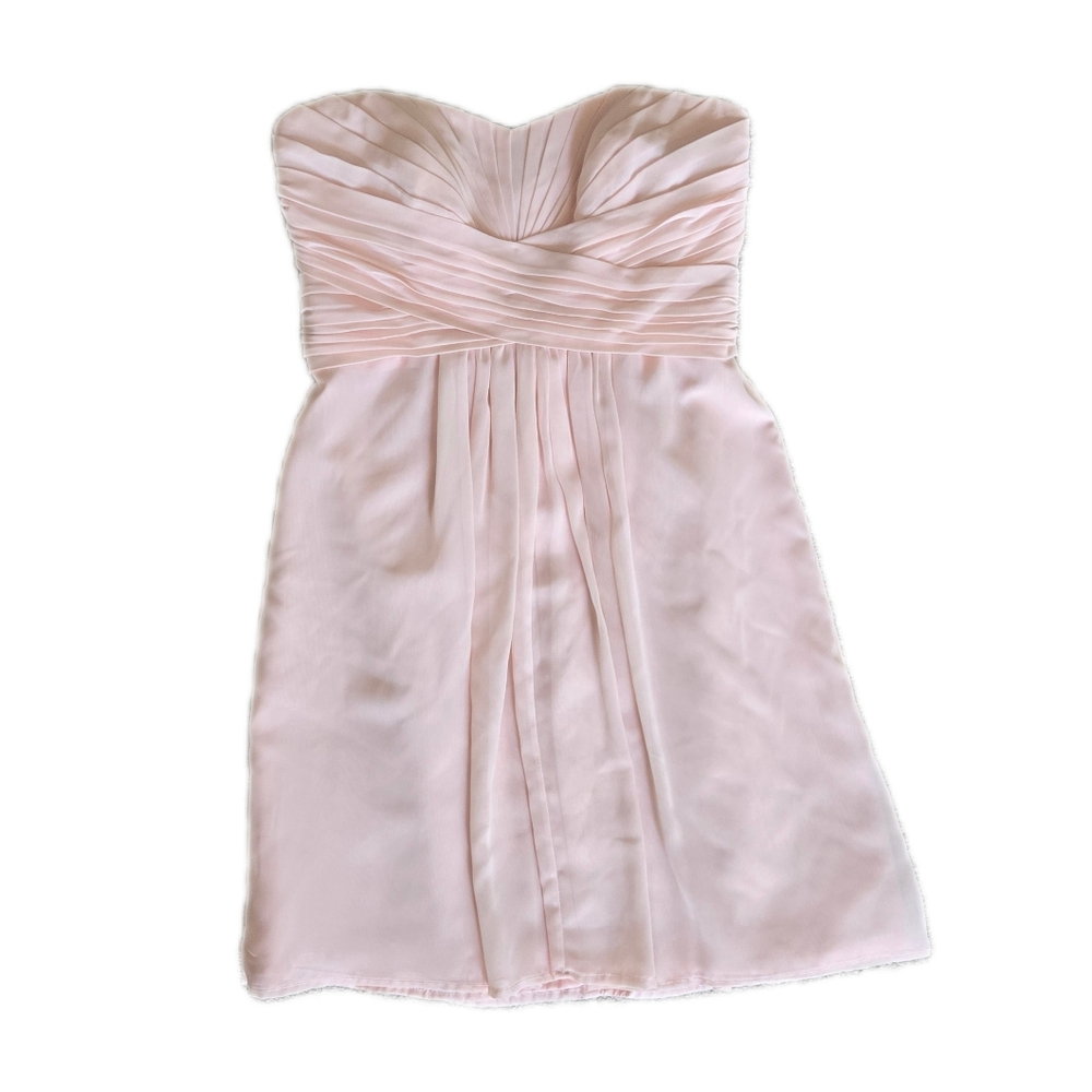 Elegant David's Bridal Strapless Light Pink Mini Dress EUC